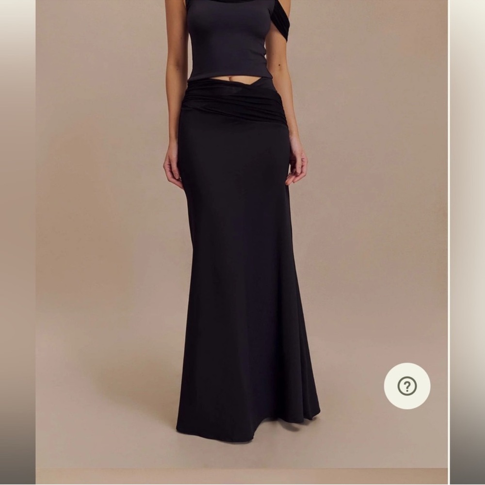 Meshki Black Draped High-Waist Maxi Skirt